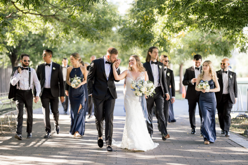 White and Blue Wedding Bridal Party