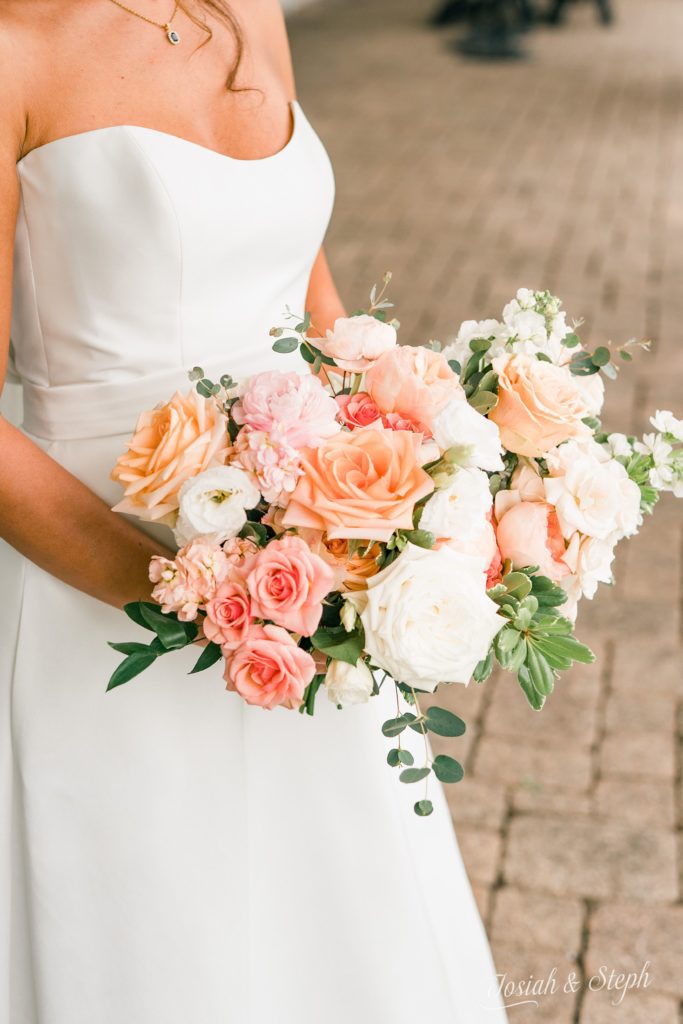 Spring Inspired Bridal Bouquet with Pink and orange