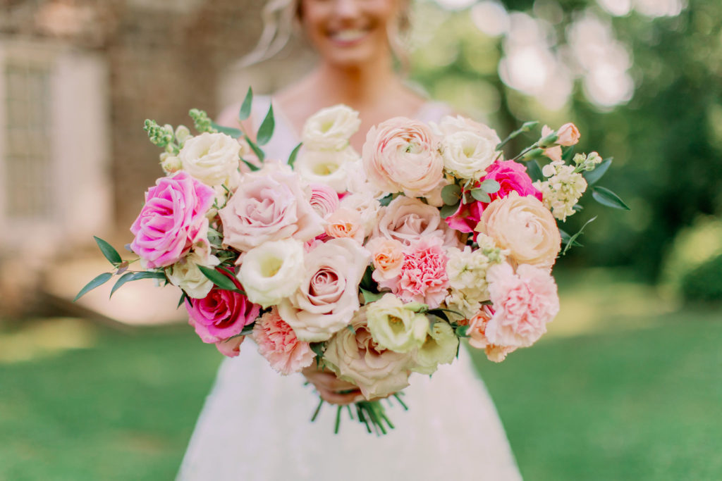 Pastel Bouquet with pink roses and Ranunculus