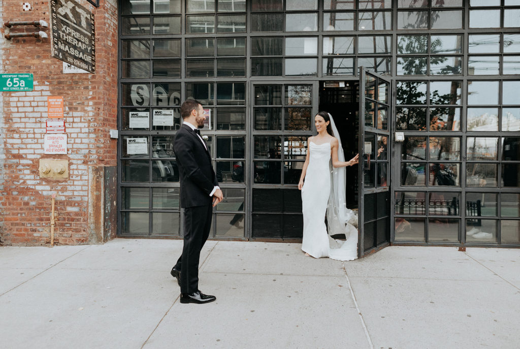 Fall City Wedding bride and groom first look