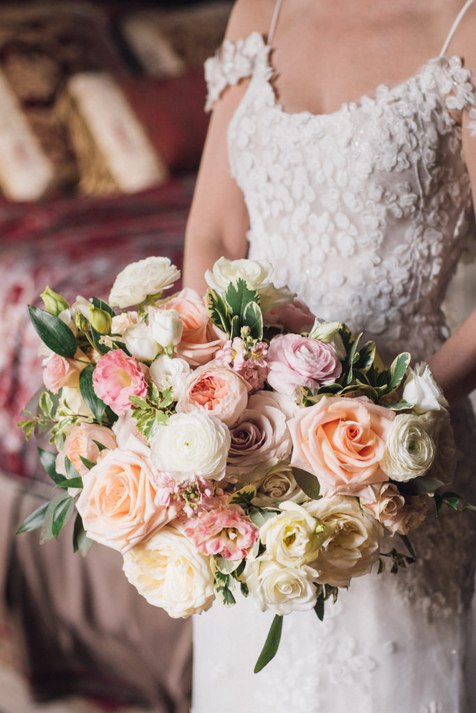 Spring Inspired Bridal Bouquet with pink and orange