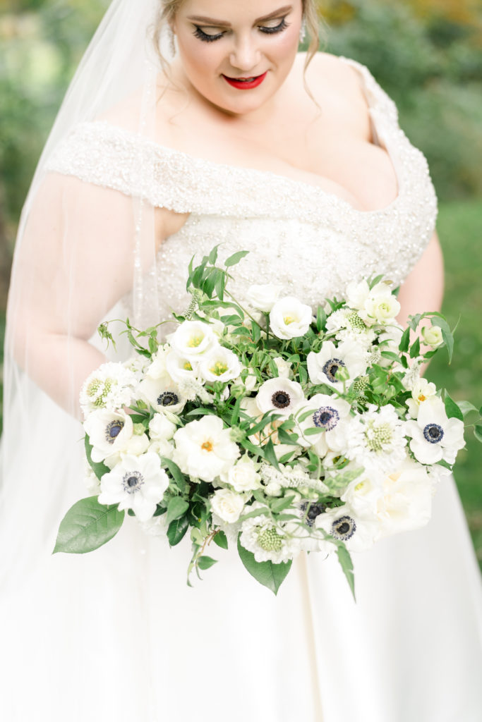 Garden Inspired White and Green Bridal Bouquet with Anemone