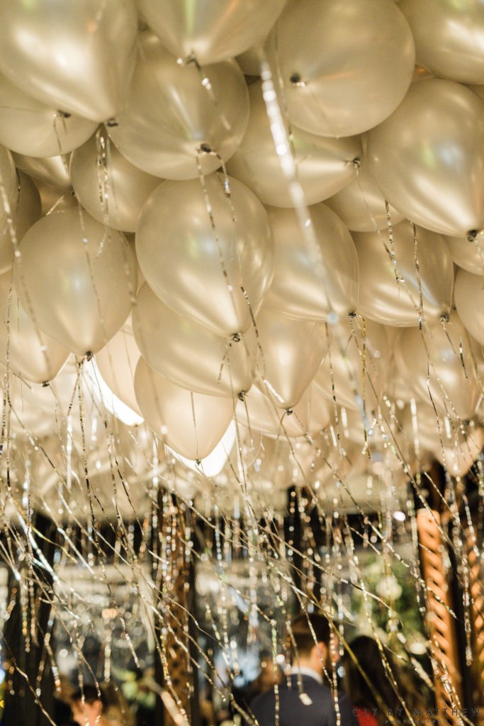 Wedding Balloons Covering the Venue Ceiling