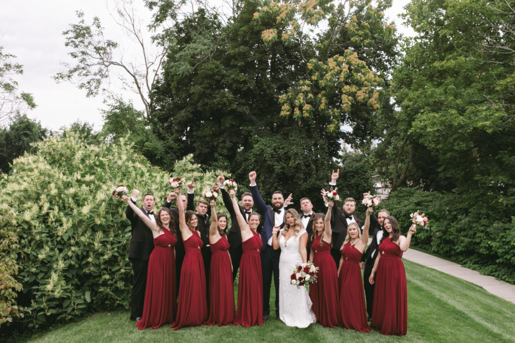 Red and Blush Bridal Party