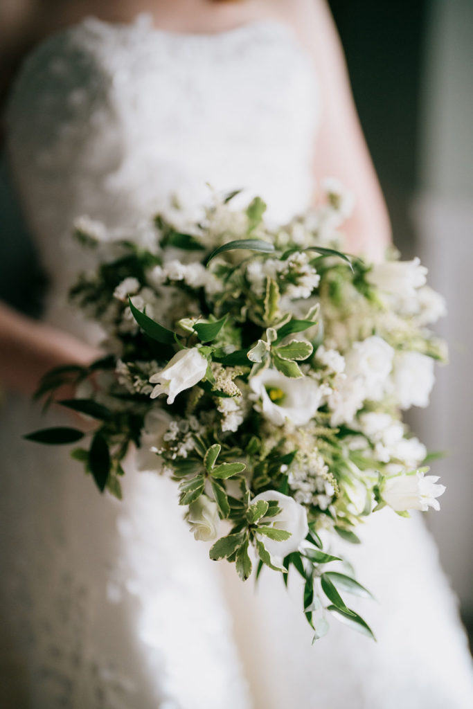 petite white and green bridal bouquet