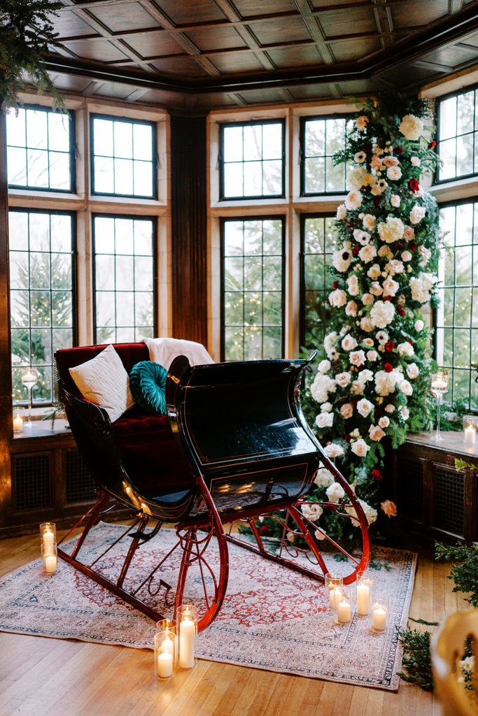 sleigh with floral install