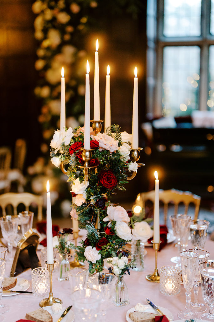 candelabra with floral accents 