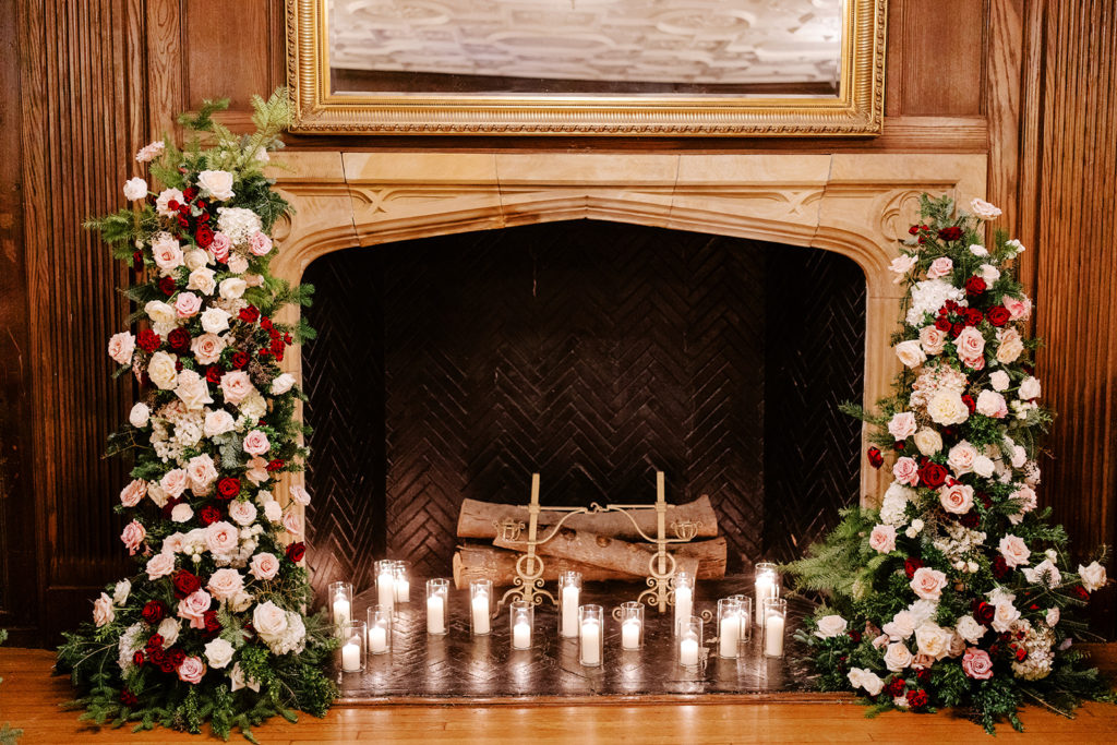 Floral fireplace install