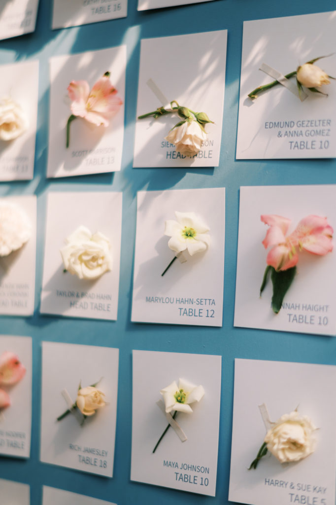 Wedding Escort cards with flowers
