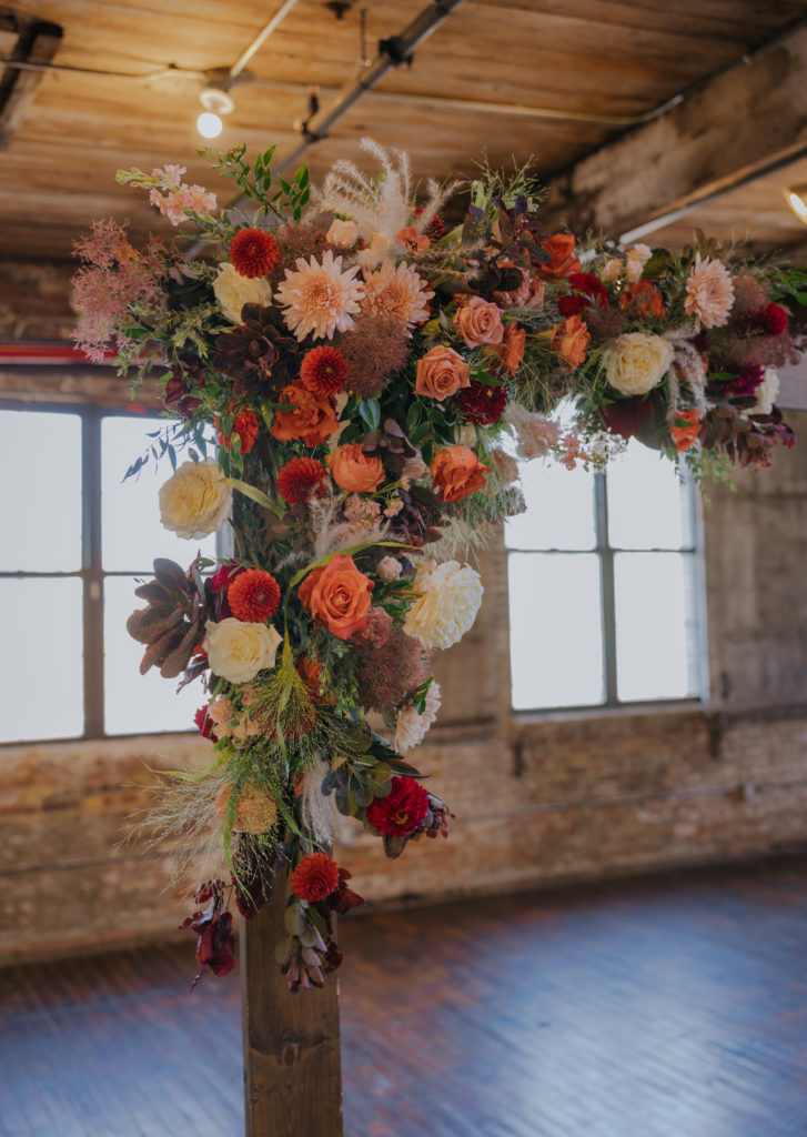 Square Arch with fall color florals and dried texture